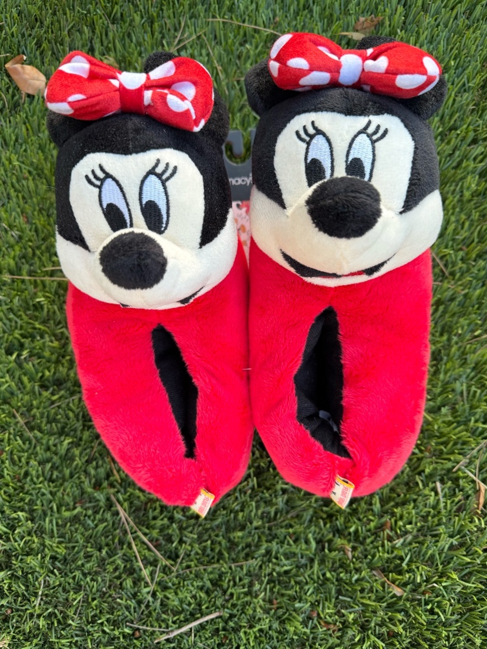 Disney Minnie Mouse Plush Slippers for Kids – Red/Black – New Without Tags